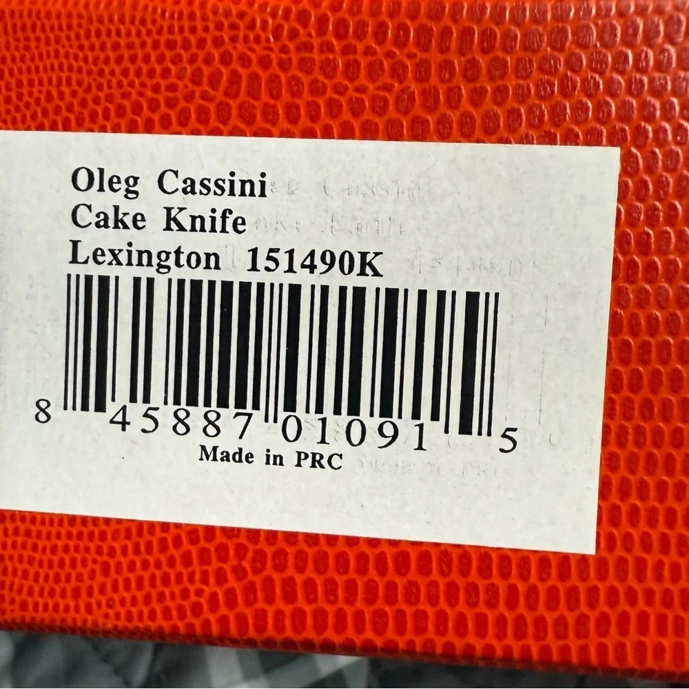 Oleg Cassini Etch Signed NIB Cake Knife and Serving Set. Beautiful Shower Gift?